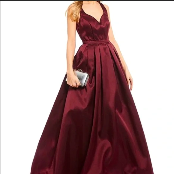 B Darlin | Dresses | Bdarlin Dillards Burgandy Satin Ballgown With Pockets  | Poshmark